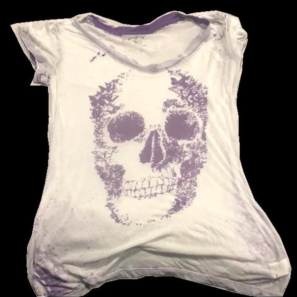 Tops - ⭐2 for 10⭐ Sheer Purple Skull XL Tee EUC